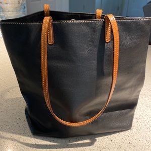 Ann Taylor Leather and canvas tote